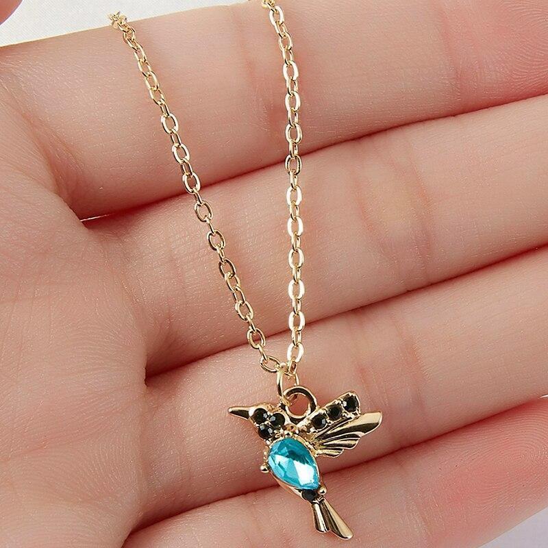 Enamel and Zirconia Hummingbird Necklace