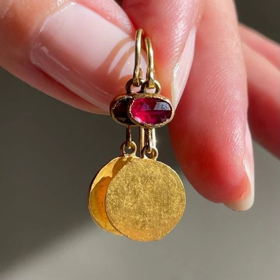 Vintage Red & Golden Earrings