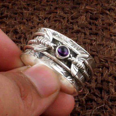 Bee Purple Gemstone Meditation Ring