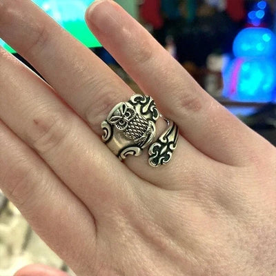 Adjustable Owl Spoon Ring