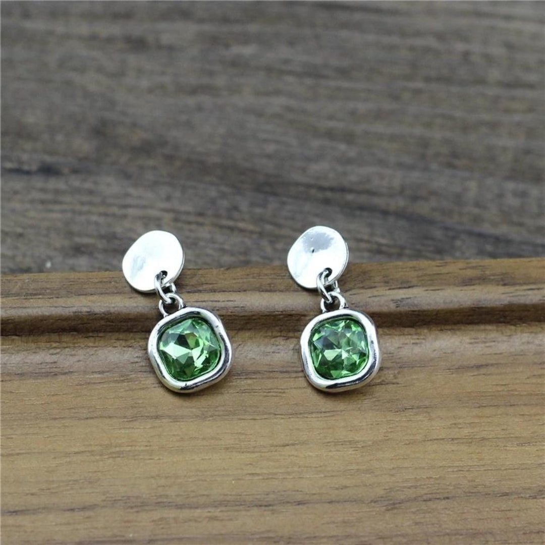 Cubic Crystal Silver Earrings