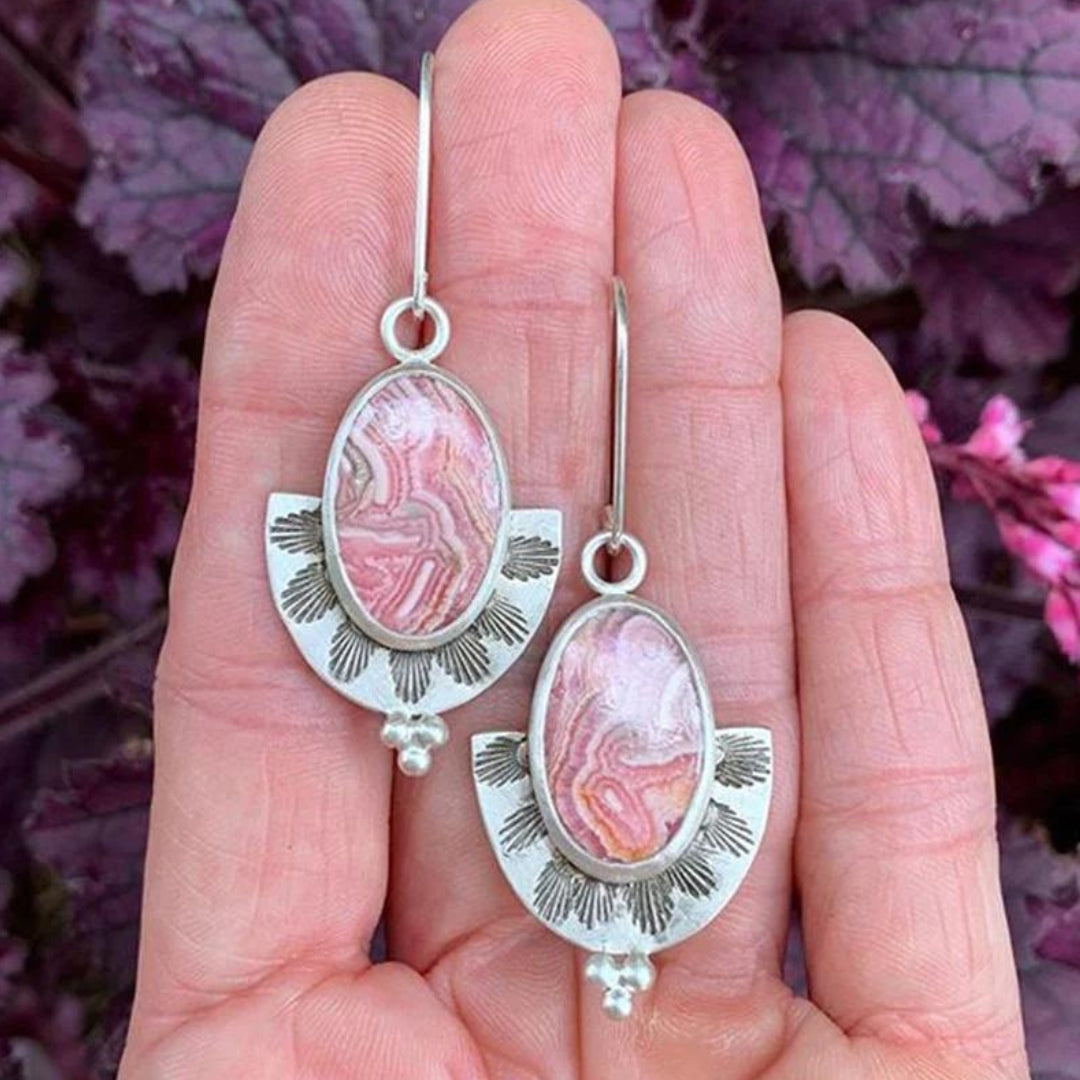 Boho Acrylic Earrings in Sterling Silver