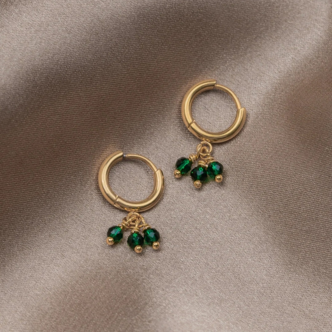 Golden Green Crystal Earrings