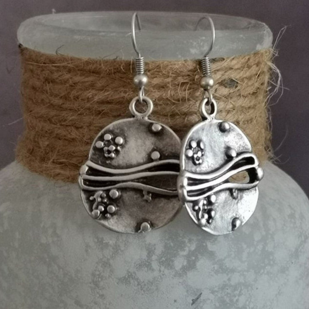 Vintage Wave Silver Earrings