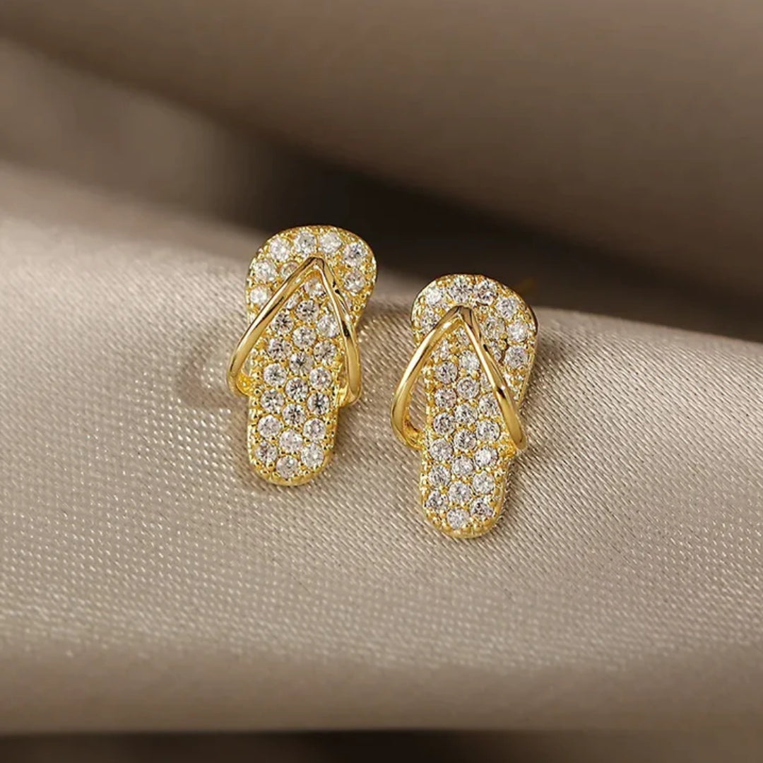 Flip Flop Bright Golden Earrings