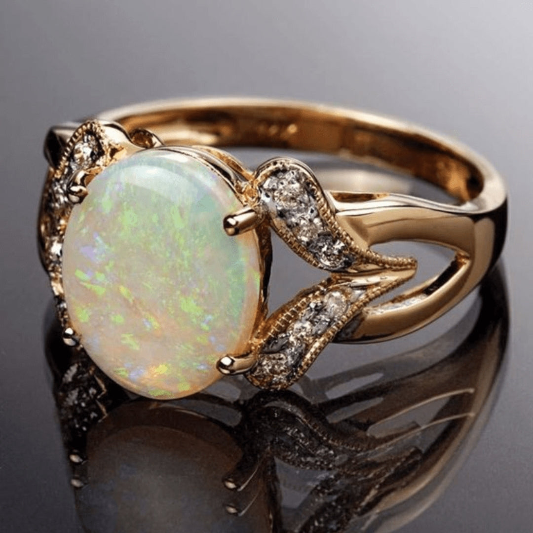 Vintage Golden Zirconia Opal Ring