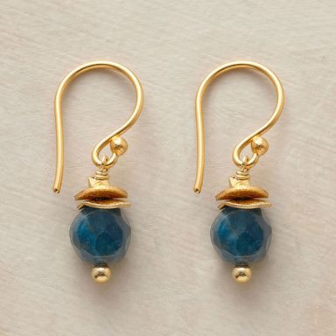 Vintage Blue Lantern Golden Earrings