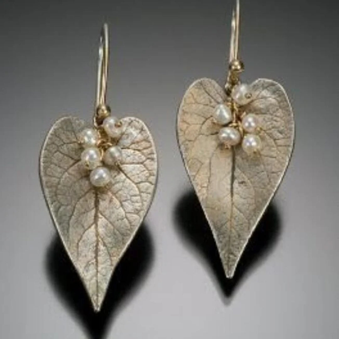 Vintage Pearl Leaf Earrings