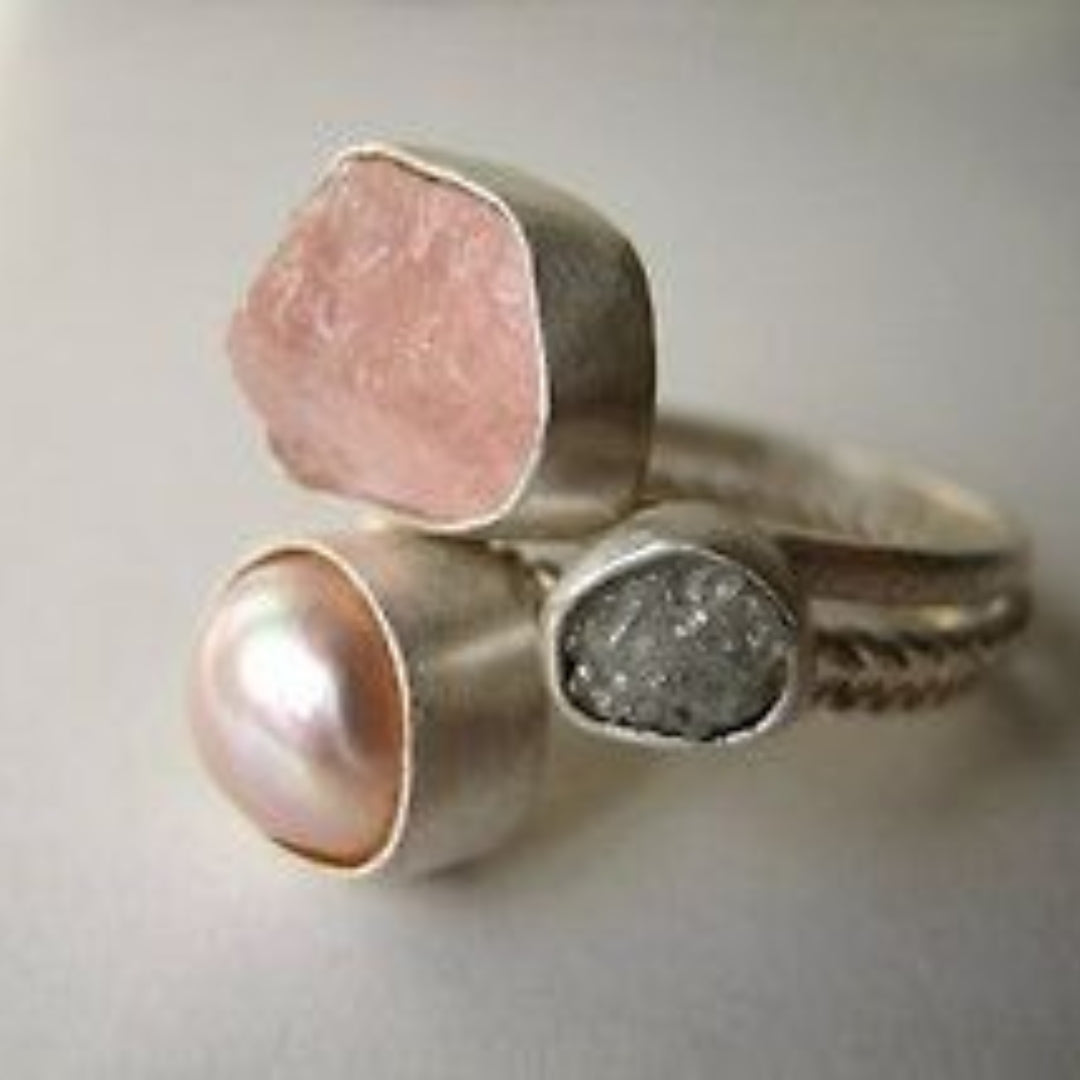 Vintage Crystal & Rose Pearl Ring