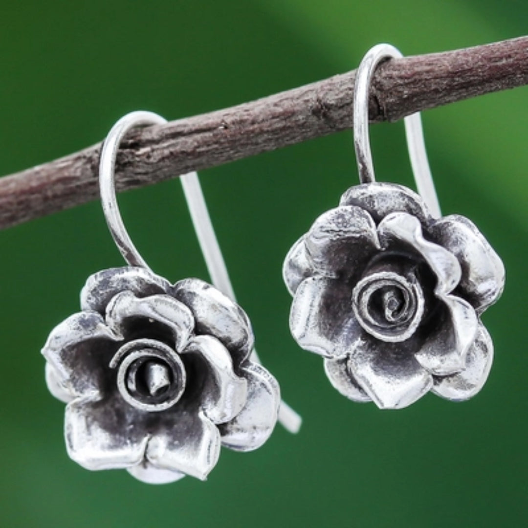 Vintage Silver Blossom Earrings