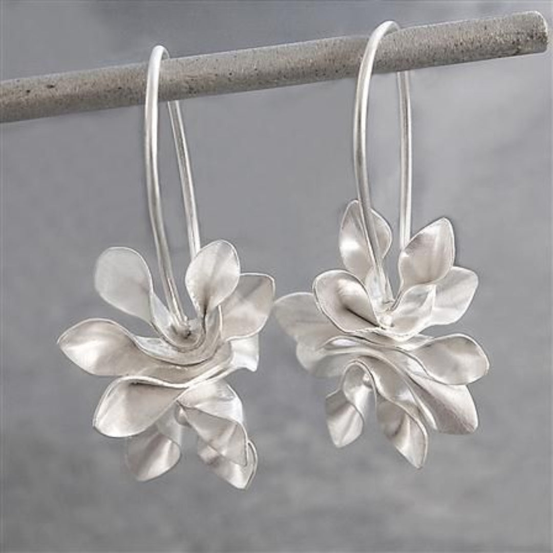 Vintage Irregular Blossom Silver Earrings