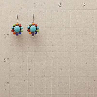 Multicoloured Turquoise Round Earrings