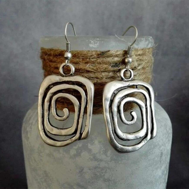 Spiral Boho Earrings in Silver