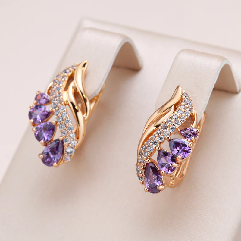 Elegant Purple Zirconia Earrings