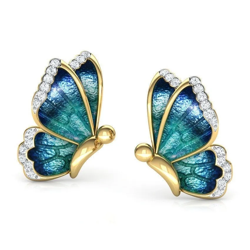 Vintage Blue Butterfly Earrings