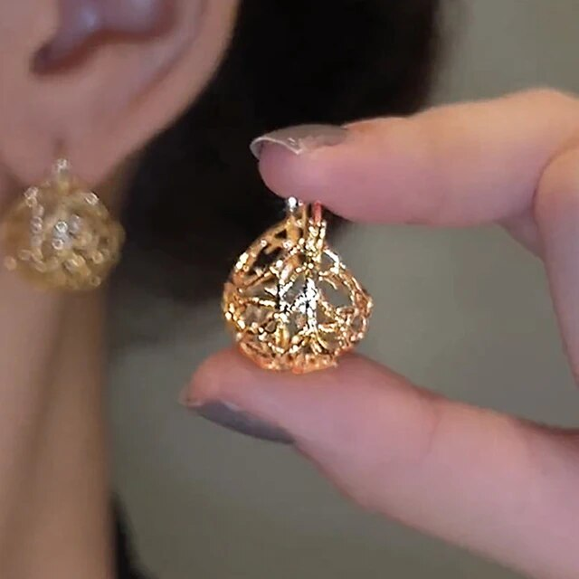 Vintage Golden Sphere Earrings