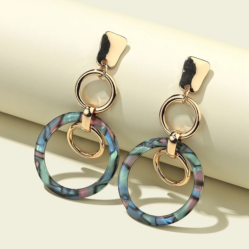 Vintage Chromatic Hollow Golden Earrings