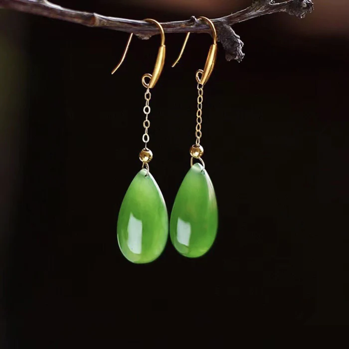 Vintage Green Bright Stone Earrings