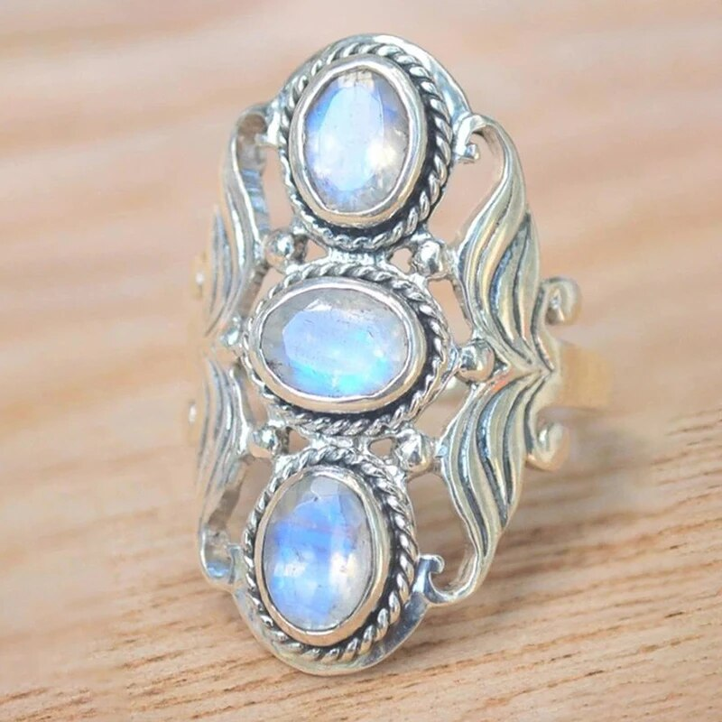 Vintage Triple Moonstone Ring