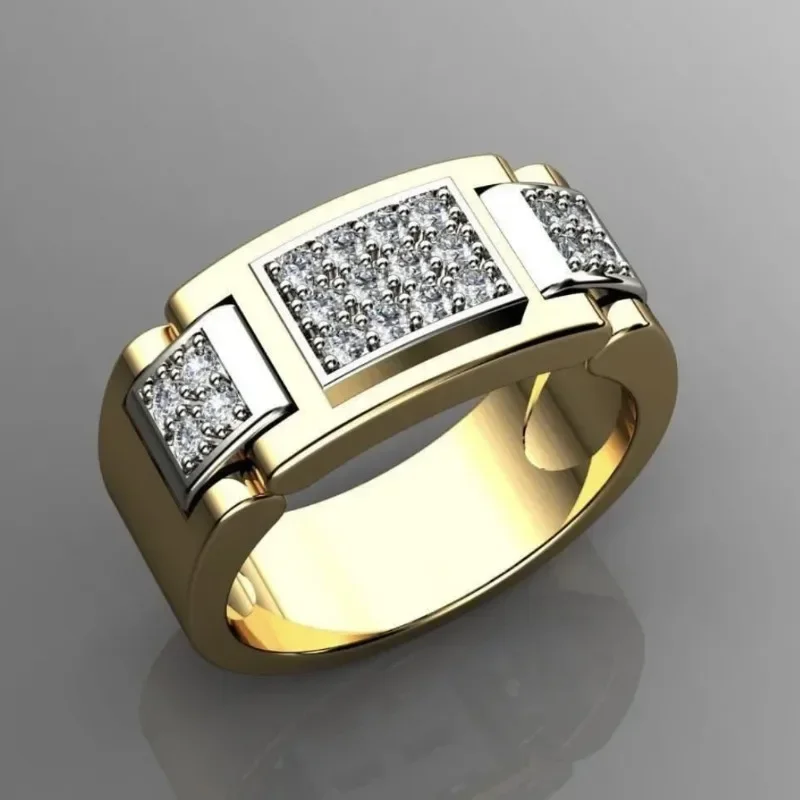 Vintage Golden Inlaid Zirconia Ring