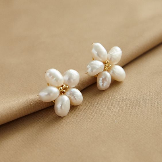 Elegant White Petal Pearl Earrings