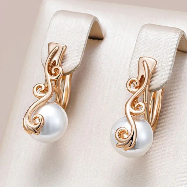 Elegant Gold Pearl Earrings