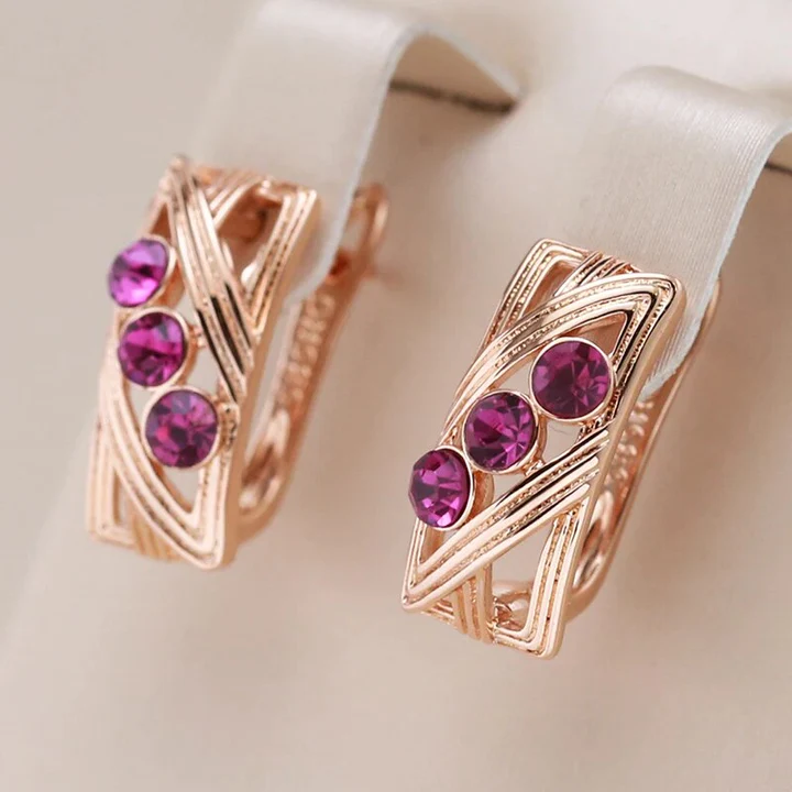 Elegant Purple Crystal Earrings