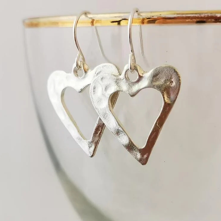 Vintage Silver Heart Earrings