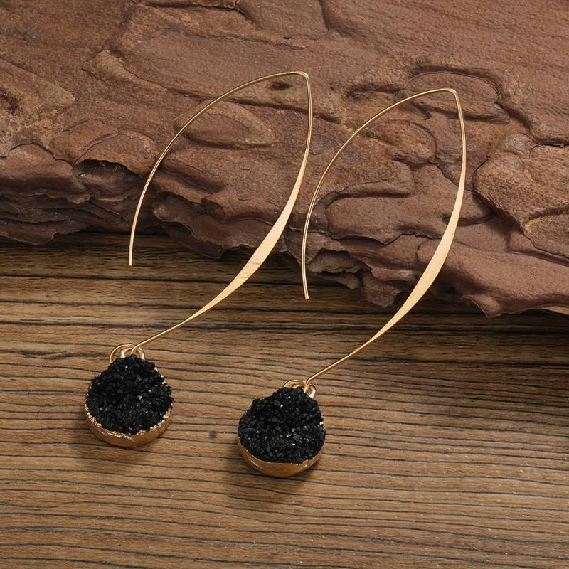 Vintage Black & Gold Dangling Earrings