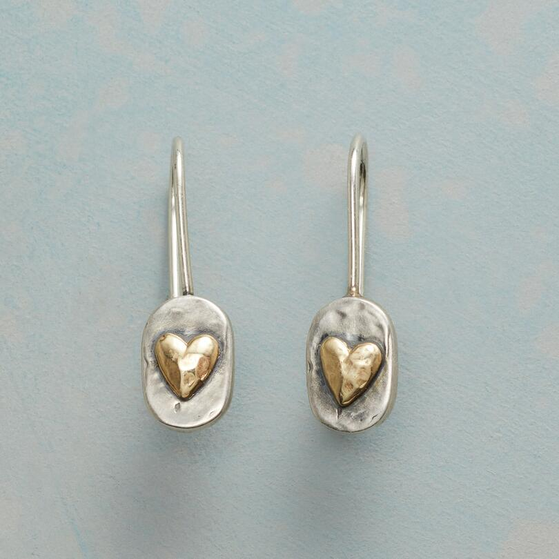 Vintage Gold Inlaid Heart Earrings