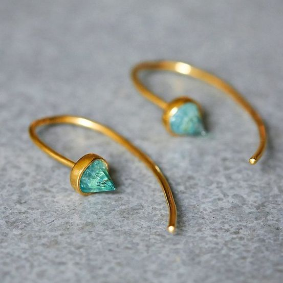 Vintage Blue Diamond Golden Earrings