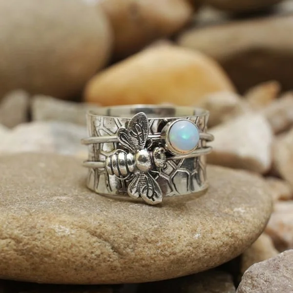 Vintage Bee & Moonstone Ring