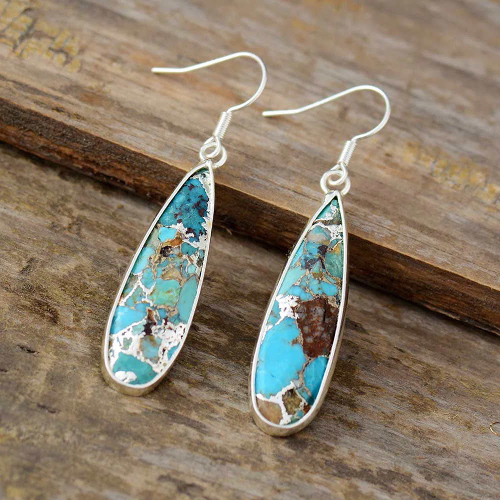 Vintage Natural Stone Dangling Drop Earrings