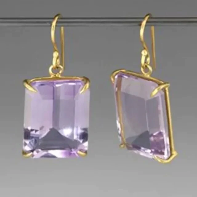 Vintage Purple Zirconia Gold Earrings