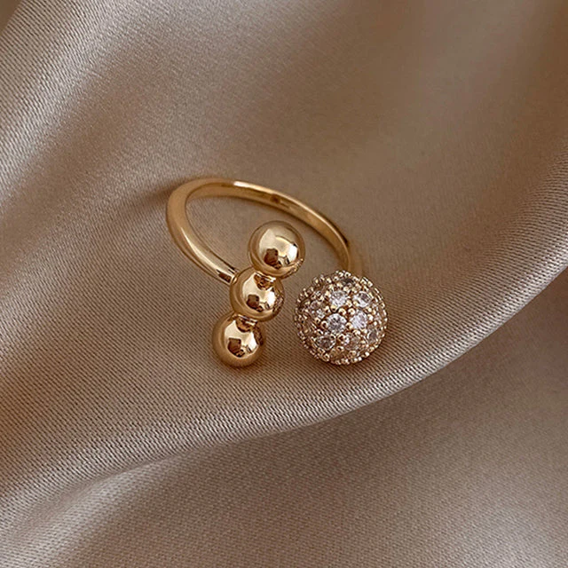 Elegant Bright Sphere Open Ring