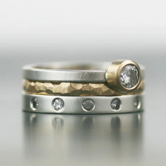 Vintage Layered Gold & Silver Zirconia Ring