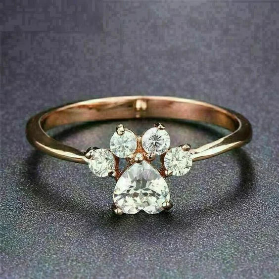 Vintage Zirconia Paw Ring