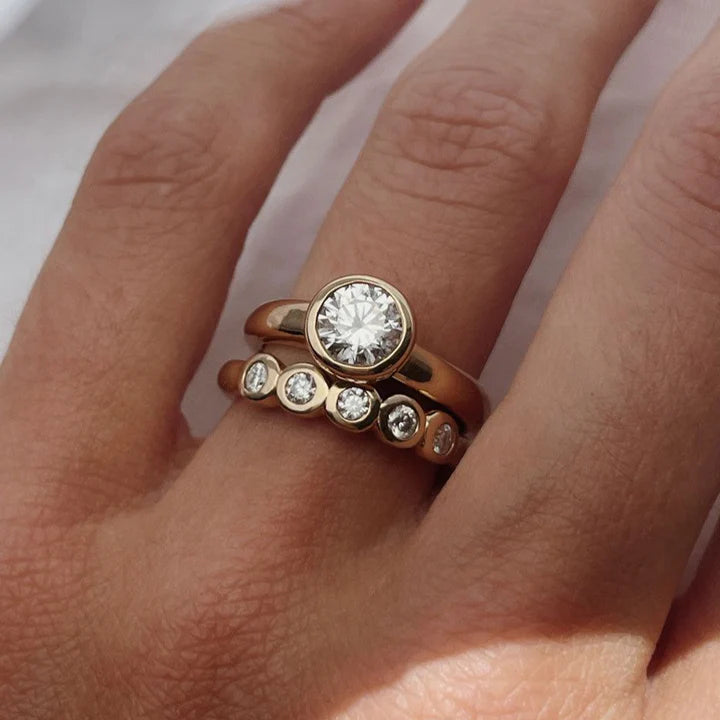 Vintage Zirconia Golden Ring Set